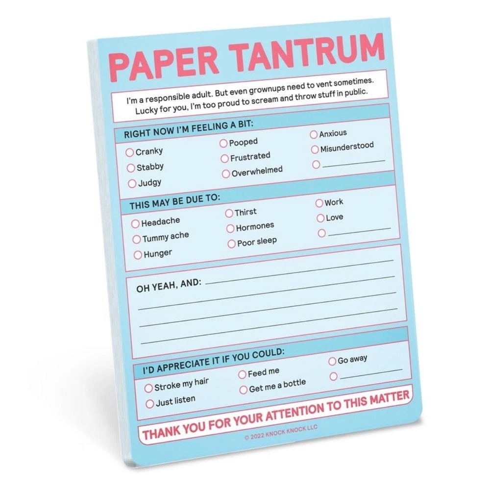 Knock Knock Paper Tantrum Notepad - Blue and Pink